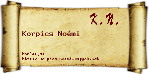Korpics Noémi névjegykártya